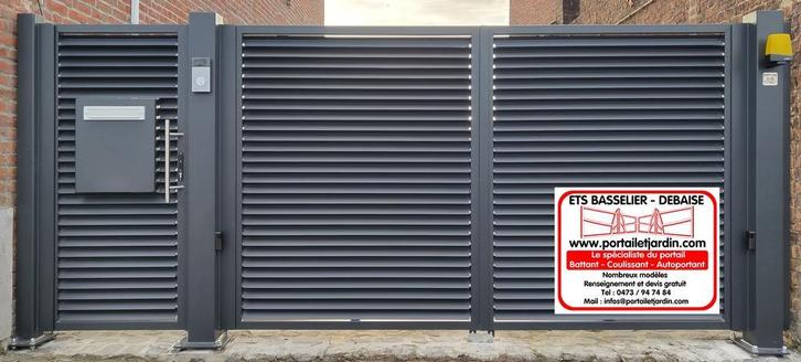 Portail coulissant ou autoportant et barrière double battant, Tuin en Terras, Tuinpoorten