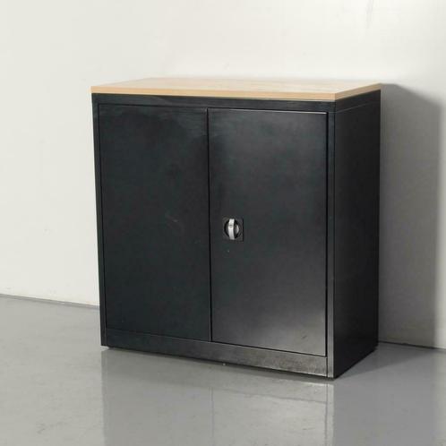 Officenow draaideurkast, zwart, 104 x 100 cm, incl. 2 leg..., Huis en Inrichting, Kasten | Roldeurkasten en Archiefkasten, Gebruikt