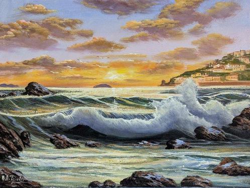 Bruno Di Giulio (1943) - Tramonto in lontananza, Antiek en Kunst, Kunst | Schilderijen | Klassiek