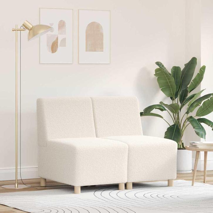 vidaXL Modulaire Sofa Eenheid Armless 2 pcs Crème 55 x 74 x, Huis en Inrichting, Zetels | Zetels, Nieuw, Verzenden