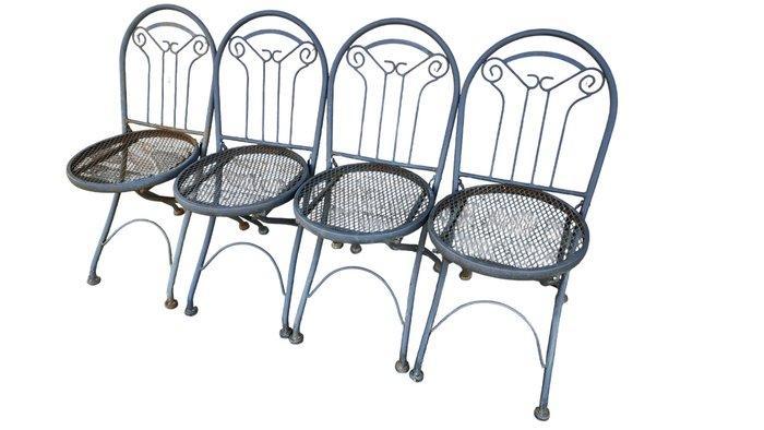 Klapstoel - IJzer, Metaal, Rete Merallica - Set van vier, Antiek en Kunst, Curiosa en Brocante