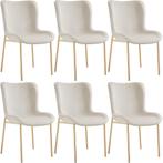 tectake Gestoffeerde stoel Tessa - Fluweellook beige/goud, S, Huis en Inrichting, Stoelen, Verzenden, Nieuw