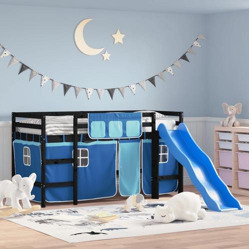vidaXL Lit mezzanine enfants et rideaux bleu 80x200cm, Maison & Meubles, Chambre à coucher | Lits, Neuf, Envoi