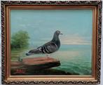 Charles Mertens (1865-1919) - Pigeon in a lake landscape, Antiek en Kunst, Kunst | Schilderijen | Klassiek
