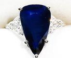 Ring - 18 karaat Witgoud, Safier GEEN HIT 5,24ct LOTUS, Handtassen en Accessoires, Ringen, Nieuw