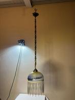 Lamp - Antieke Hanglamp met Kristallen Druppels - Glas,, Antiek en Kunst