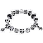 Fako Bijoux® - Bedelarmband - Verzilverd Deluxe - Zwart, Handtassen en Accessoires, Armbanden, Verzenden, Nieuw
