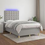 vidaXL Boxspring met matras en LED stof lichtgrijs 120x200, Verzenden, Nieuw