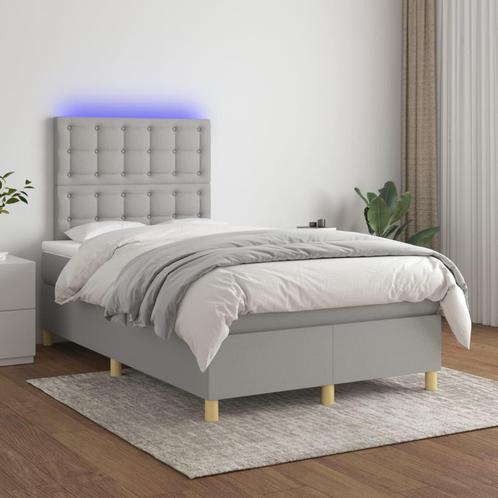 vidaXL Boxspring met matras en LED stof lichtgrijs 120x200, Huis en Inrichting, Slaapkamer | Bedden, Nieuw, Verzenden
