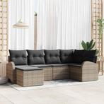vidaXL Tuinbank Set met kussen 6 pcs Grijs Poly rattan, Verzenden, Nieuw
