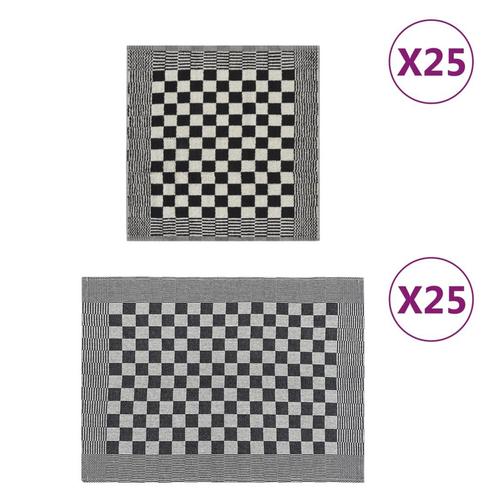 vidaXL 50-delige Keukendoekenset katoen zwart en wit, Huis en Inrichting, Badkamer | Badtextiel en Accessoires, Nieuw, Verzenden