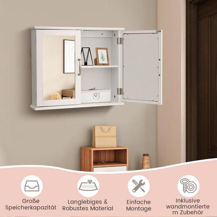 2eChoix | Coast badkamerkast met dubbele spiegeldeuren en 2, Huis en Inrichting, Badkamer | Badkamermeubels, Ophalen of Verzenden