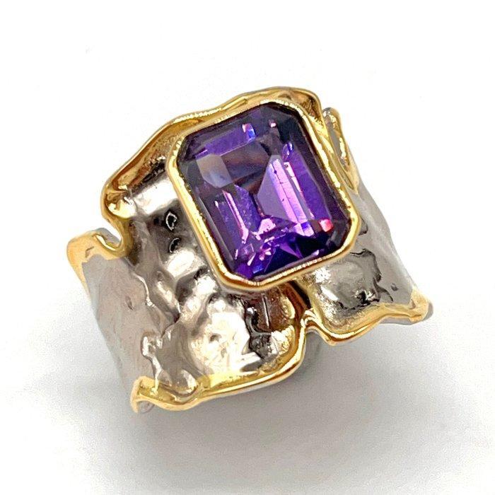 Zonder Minimumprijs - Ring Zilver Amethist - 7ct, Handtassen en Accessoires, Ringen