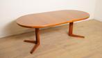 Vintage ronde eettafel | Teak | Uitschuifbaar | 114 cm - 214, Ophalen of Verzenden