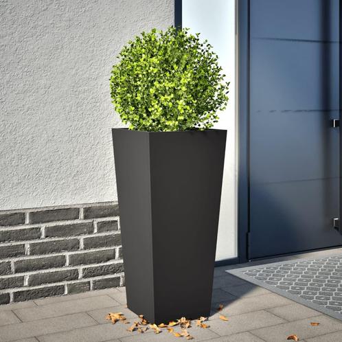 vidaXL Plantenbak 35x35x75 cm staal zwart, Tuin en Terras, Bloempotten, Nieuw, Verzenden