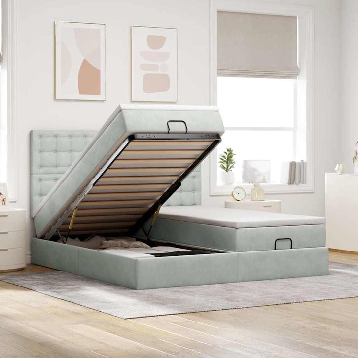 vidaXL Ottoman bed met matrassen 160x200cm fluweel, Huis en Inrichting, Slaapkamer | Bedden, Nieuw, Verzenden