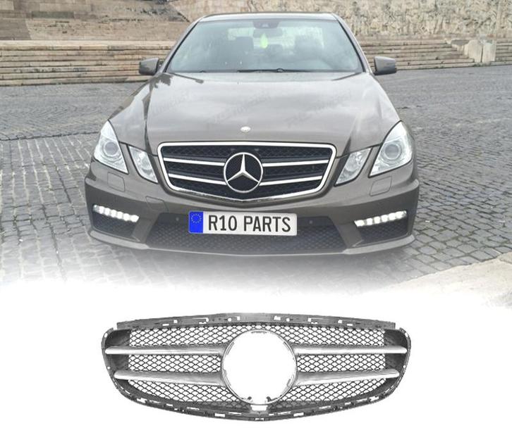 GRILLE POUR MERCEDES CLASSE E W212 14-16 LOOK SPORT ARGENT, Auto-onderdelen, Carrosserie, Verzenden