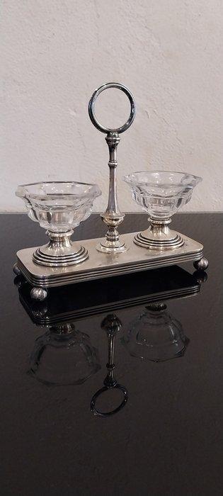gourbauld - Zout- en pepervaatjes - Verzilverd, Kristal -, Antiek en Kunst, Antiek | Meubels | Tafels