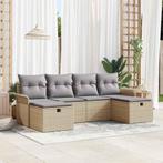vidaXL Tuinbank Set met kussen met opslag 6 pcs Beige Poly, Verzenden, Nieuw