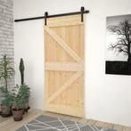 vidaXL Schuifdeur met beslag 90x210 cm massief grenenhout, Doe-het-zelf en Bouw, Verzenden, Nieuw