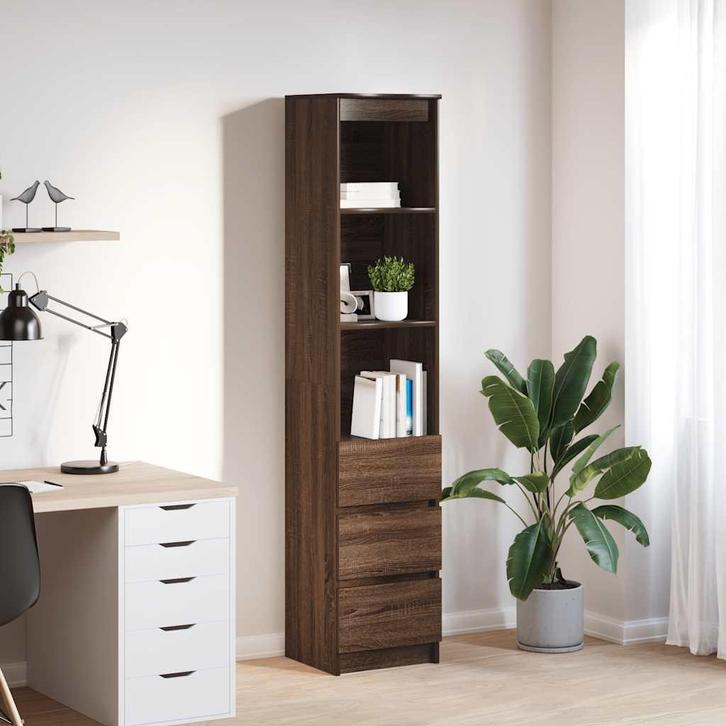 vidaXL Hoge kast 37,5x35x180 cm spaanplaat bruin, Huis en Inrichting, Kasten | Dressoirs, Nieuw, Verzenden