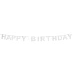 Zilveren Happy Birthday Letterslinger 2,25m, Verzenden, Nieuw