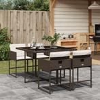 vidaXL 5-delige Tuinset met kussens poly rattan bruin, Tuin en Terras, Tuinsets en Loungesets, Verzenden, Nieuw, Tuinset