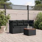 vidaXL 4-delige Loungeset met kussens poly rattan zwart, Tuin en Terras, Tuinsets en Loungesets, Verzenden, Nieuw, Loungeset