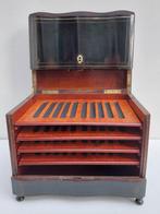 Sigarendoos - Hout messing biezen - Gepolitoerd Ebbenhout, Antiek en Kunst