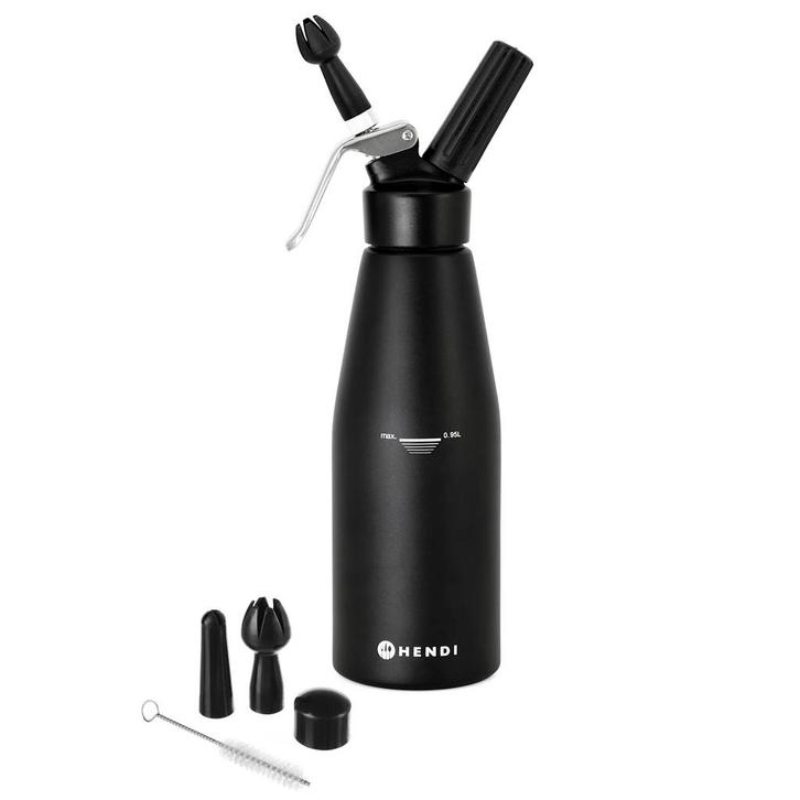 Slagroomapparaat | KitchenLine | Aluminium | Zwart | 0.95L, Zakelijke goederen, Horeca | Keukenapparatuur, Nieuw in verpakking