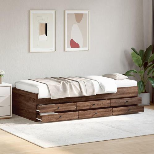 vidaXL Slaapbank met lades zonder matras 100x200 cm bruin, Huis en Inrichting, Slaapkamer | Bedden, Nieuw, Verzenden