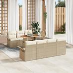 vidaXL 8-delige zetelset voor in de tuin met kussens - Beige, Tuin en Terras, Verzenden, Nieuw