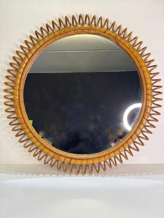 Spiegel - Rattan, Bamboe, Hout, Glas, Antiek en Kunst, Kunst | Designobjecten