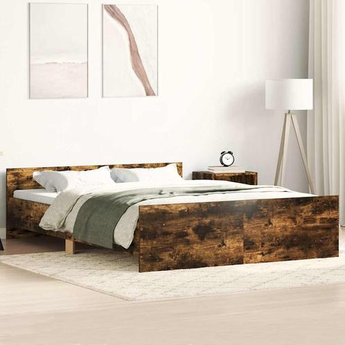 vidaXL Bedframe met hoofd- en voeteneinde gerookt eiken, Huis en Inrichting, Slaapkamer | Bedden, Nieuw, Verzenden