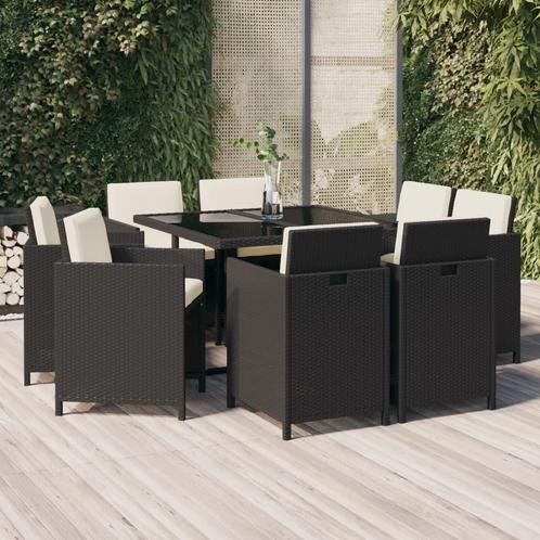 vidaXL Ensemble à manger de jardin coussins 9pcs Résine, Jardin & Terrasse, Ensembles de jardin, Neuf, Envoi