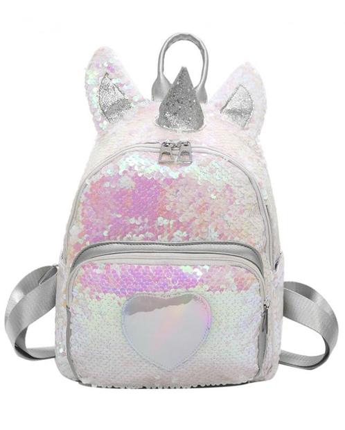 Eenhoorn Rugtas Pailletten Zilver Iridescent Rugzak Tas Scho, Handtassen en Accessoires, Tassen | Schooltassen, Overige kleuren