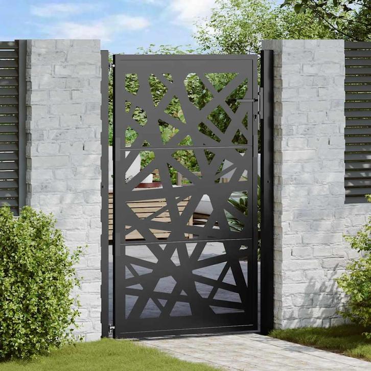 vidaXL Poort met lichtontwerp 105x155 cm staal zwart, Tuin en Terras, Tuinpoorten, Nieuw, Verzenden