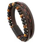 Fako Bijoux® - Leren Armband - Leer - Kralen - Heren - Dames, Bijoux, Sacs & Beauté, Bracelets, Verzenden