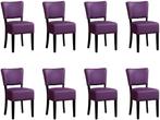 Set van 8 Paarse leren landelijke eetkamerstoelen - Toledo, Huis en Inrichting, Stoelen, Nieuw, Vijf, Zes of meer stoelen, Landelijk