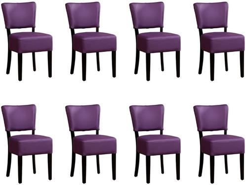 Set van 8 Paarse leren landelijke eetkamerstoelen - Toledo, Huis en Inrichting, Stoelen, Nieuw, Vijf, Zes of meer stoelen, Leer