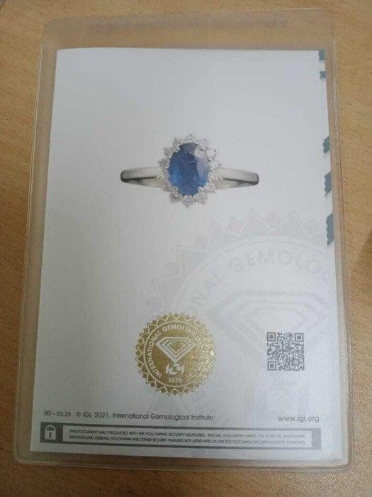 Verlovingsring - 14 karaat Witgoud - 1.10ct. tw. Saffier -, Handtassen en Accessoires, Antieke sieraden