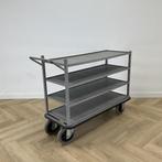 Zwartwoud Magazijn plateauwagen 4 plateaus met 2 zwenkwielen