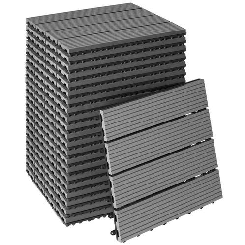 tectake Set terrastegels Tegulas, WPC in houtlook - grijs, S, Tuin en Terras, Overige Tuin en Terras, Verzenden