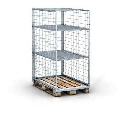 Pallet box 1200x800xH1700 met 2 legborden (3 niveaus) als, Zakelijke goederen, Kantoor en Winkelinrichting | Magazijn, Stelling en Opslag