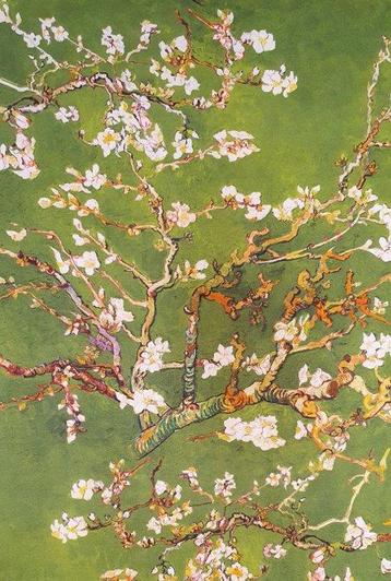 Tissu exclusif Van Gogh Fleur damandier -300x280cm- Vert,