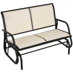TRUUSK Schommelstoel 2-zits Tuinbank - Metaal - Zwart/Beige, Tuin en Terras, Tuinbanken, Verzenden, Nieuw