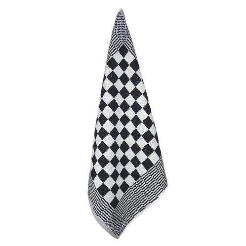 Handdoek Zwart en Witte Blok 52x55cm Katoen - Treb Towels, Huis en Inrichting, Keuken | Textiel, Theedoek of Handdoek, Overige kleuren