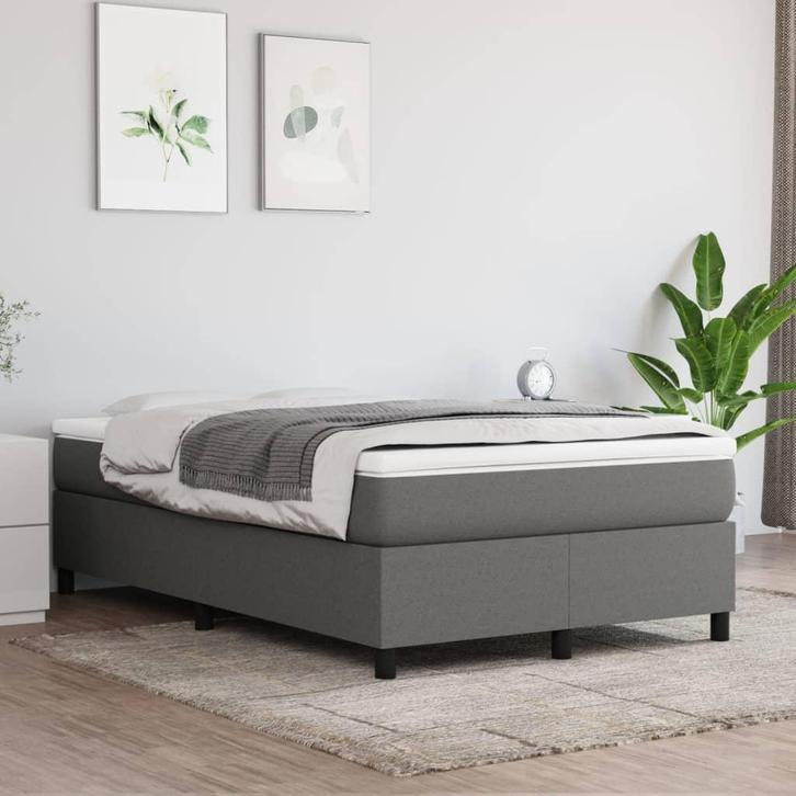 vidaXL Boxspring bed 120x200 cm stof donkergrijs, Huis en Inrichting, Slaapkamer | Bedden, Nieuw, Verzenden