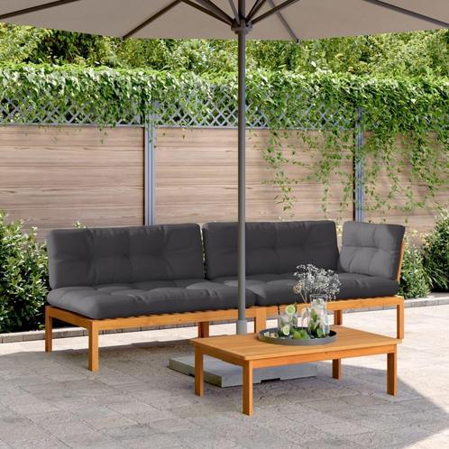 vidaXL 3-delige Loungeset pallet met kussens massief, Jardin & Terrasse, Ensembles de jardin, Envoi