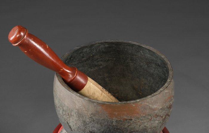 Rustende bel bronzen kom (dôbachi) - Zijde, Legering,, Antiquités & Art, Antiquités | Autres Antiquités